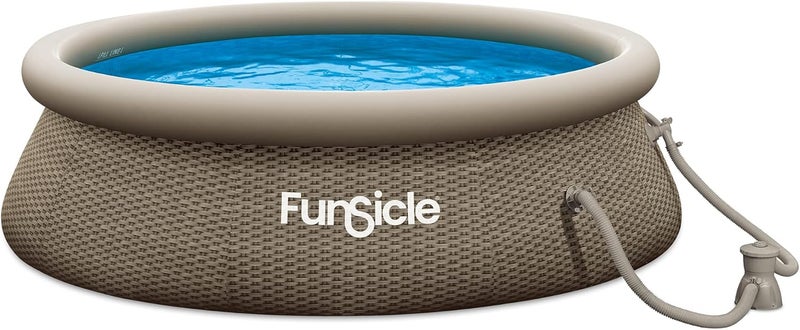 Funsicle Quickset Round Inflatable Ring Top Outdoor Above Ground Swimming Pool Set with Filter Pump and Type I Cartridge Filter, Brown - Image 1